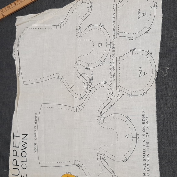 2 VINTAGE Cut/Sew Panels Hallmark Christmas Bear Pillow & BOZO Clown Hand Puppet - Picture 8 of 11